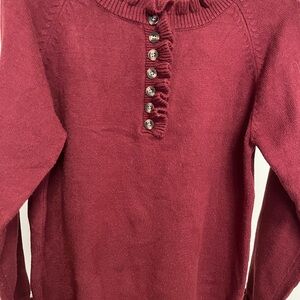 Women's Burgundy Sweater with Button Detail